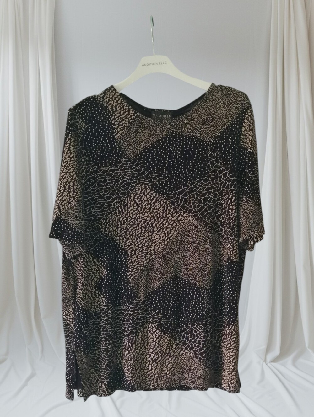 Picadilly Fashion Black & Beige Patterned Short Sleeve Tee